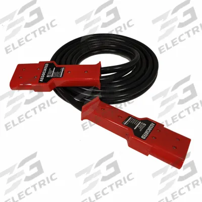 ASSOCIATED EQUIP Plug-In Booster Cable Set: Crimped, 1 AWG, 12 ft Cable Lg, Black - Plug-In Jumper Cables