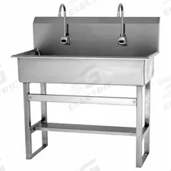 SANI-LAV Wash Station: 45 in Overall Ht, 37 in Bowl Lg, 8 in Bowl Dp, 2 gpm Flow Rate, Sensor, 16 ga (MPN 54FAL). Key specifications — Includes Side Splash: Side Splash Not Included; Power Source: AC Powered; Brand: SANI-LAV.