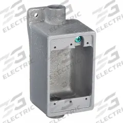 HUBBELL KILLARK Electrical Box: Iron, Rectangular, 1 Gangs, 1/2 in Hub Size, 28.5 cu in Capacity (MPN FDC-1M). Key specifications — Color: Gray; Brand: HUBBELL KILLARK.