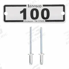 TENNSCO Locker Number Plate: 2 3/8 in x 3/4 in, 25 Plates, 76 to 100, Aluminum, Powder Coated (MPN LNP-A-100). Key specifications — Manufacturer Part Number: LNP-A-100; Brand: TENNSCO; Finish: Powder Coated; Includes: Sample Values is correct; Material: Aluminum; Number Range: 76 to 100; Product Type: Number Plates; Color: White paper w/ clear plastic cover.