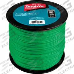 MAKITA String Trimmer Line: Co-Polymer Nylon, 0.08 in Dia, 1,200 ft Overall Lg, Round, Green (MPN T-03377). Key specifications — Brand: MAKITA; Compatible Product Type: Standard Trimmer Head; Material: Co-Polymer Nylon.