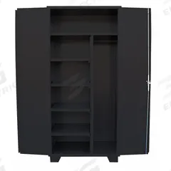 JAMCO Storage Cabinet: 36 in x 24 in x 78 in, 5 Shelves, Swing Handle & Padlock Hasp, 14 ga Panel (MPN MS236BL). Key specifications — attr113683: 20 in X 20 in; attr113700: Adjustable; attr113673: Legs; attr113674: Black; attr113686: No; attr113685: Assembled; attr113675: Shelves; attr66488: JAMCO.