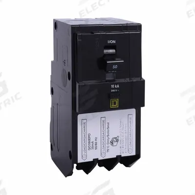 SQUARE D Miniature Circuit Breaker: 50 A, 240V AC, Three Phase, 10kA at 240V AC - QO Series, Plug-In Square D Miniature Circuit Breakers