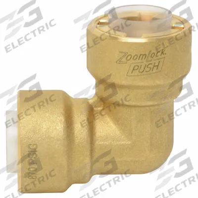 PARKER Push-Fit Elbow Fitting: 3/4 in OD x 3/4 in OD Size, Push-to-Connect x Push-to-Connect - Removable Brass Push-to-Connect Tube Fittings