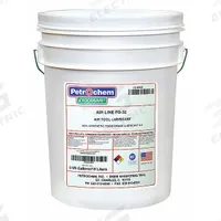 PETROCHEM Air Tool Oil: Synthetic, -67°F Min. Op Temp., 510°F Max. Op Temp., NSF H1, Food Grade (MPN FOODSAFE AIR LINE FG-32-005). Key specifications — attr1321222: Synthetic; attr1321226: 10W; attr1321227: 140; attr1321244: PETROCHEM; attr1321245: Pail.