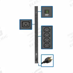 EATON TRIPP LITE PDU: Single-Phase, 16 Outlets, (16) C13/(4) C19, Metered, 0 RU, Front Facing (MPN PDUMV20HV-36). Key specifications — Plug Type: IEC-320 C20; Brand: EATON TRIPP LITE; Phase: Single-Phase; Receptacle Type: (16) C13; Mounting Location: Wall; Facing: Front.