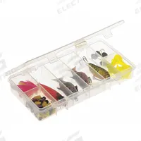 PLANO MOLDING Compartment Box: 6 1/2 in x 3 3/4 in x 1 1/8 in, Clear, 8 Compartments, 0 Adj Dividers (MPN 345028). Key specifications — ESD Conductive: Not Electrostatic Discharge Conductive; Color: Clear; Compartment WxD: 4 in x 1-3/8 in; Brand: PLANO MOLDING; Material: Plastic.