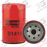 BALDWIN FILTERS Oil Filter: B1416, 3/4"-16 Thread Size, 4 7/8 in Overall Ht, 2 15/16 in Outside Dia. Key specifications — Baldwin Interchange: B1416; Brand: BALDWIN FILTERS; Compatible Vehicle Make: Ford; Includes: Integral Gasket; Media Material: Cellulose.