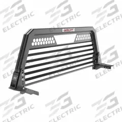 WEATHER GUARD Headache Rack: 3 3/5 in Overall Wd, 25 1/2 in Overall Ht, Aluminum/Steel, Black (MPN 11904-52-01). Key specifications — Color: Black; Product Type: Headache Rack; Material: Steel; For Truck Bed Length: 50.6 in to 71.4 in; Brand: WEATHER GUARD.