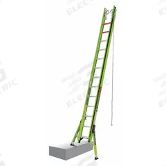 LITTLE GIANT Extension Ladder: 28 ft Ladder Size, Fiberglass, 375 lb Load Capacity, 62 lb Wt (MPN 17628). Key specifications — Color: Green; Brand: LITTLE GIANT; Included Features: Outriggers; Removable Fly: Fixed.
