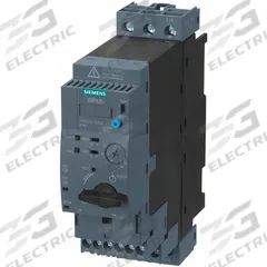 SIEMENS IEC Magnetic Motor Starter: Non-Reversing, 3 Poles, Electronic Protection, 4 A, 24V AC/DC (MPN 3RA6120-1CB32). Key specifications — Brand: SIEMENS; Pilot Lights Included: None; Auxiliary Contacts Included: 1NO/1NC.