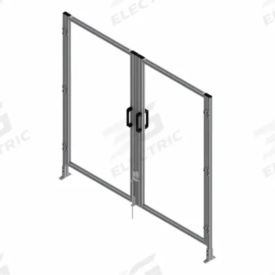 FAZTEK T-Slot Framing System Door: Stand-Alone, Gray, Double Swing - Clear Plastic Standalone Door Kits