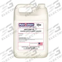 PETROCHEM Compressor Oil: 1 gal, Jug, 15 SAE Grade, 46 ISO Viscosity Grade, 97 Viscosity Index (MPN AIR-COMP 46-001). Key specifications — attr59744: 97; attr59746: 46; attr59736: No; attr59735: Jug; attr59738: Air-Comp Series; attr59749: 15.