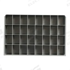 Compartment Drawer Insert: 18 in x 12 in x 3 in, 2 1/8 in x 2 27/32 in, 32 Compartments, 0 Dividers (MPN 124-95-32-IND). Key specifications — Color: Gray; Compartment HxWxD: (32) 2-1/8 x 2-27/32; Removable Dividers: No; Compatible Manufacturer Model Number: 123-95; Brand: DURHAM MFG.
