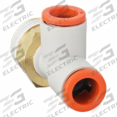 SMC Push-Fit Tee Fitting: 3/8 in Pipe x 5/16 in OD x 5/16 in OD Size, 43 11/16 mm Overall Lg - Polybutylene & Brass Tube Fittings