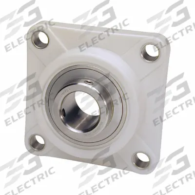 IPTCI BEARINGS 4 Bolt Flange Bearing: Radial Ball, 25 mm Bore, PBT Plastic - Washdown Flange-Mount Ball Bearings