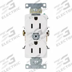 LEVITON Duplex Receptacle/Outlet, 15 Amp: Duplex, 5-15, White, 125V AC, 15 A, 2 Pole / 3 Wire (MPN 5242-W)