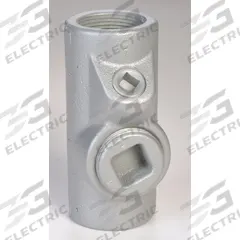 Sealing Fitting - Vertical and Horizontal: Aluminum, 1 1/4 in Trade Size, Female (MPN EYF-125AL). Key specifications — Brand: APPLETON ELECTRIC; Finish: Powder Coated; Connection Type: Threaded; Thread Gender: Female; Ends - Hazardous Fittings: 1-1/4 in FNPT x 1-1/4 FNPT; Material: Aluminum; Hazardous Location Rating: Class II, Division 1 and 2, Groups E, F, G; Thread Type: NPT.