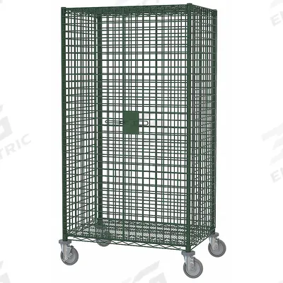 METRO Security Cart: 900 lb, 48 in L x 24 in W Self, 53 in L x 28 in W x 69 in H Overall Dim - Antimicrobial Wire Security Carts