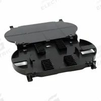 FIBERTRONICS Splice Tray: 114.3 mm Overall Dp, 177.8 mm Overall Wd, 19.05 mm Overall Ht, Black (MPN FT-TRAY12). Key specifications — Color: Black; Brand: FIBERTRONICS; Material: Plastic; Product Type: Splice Tray.