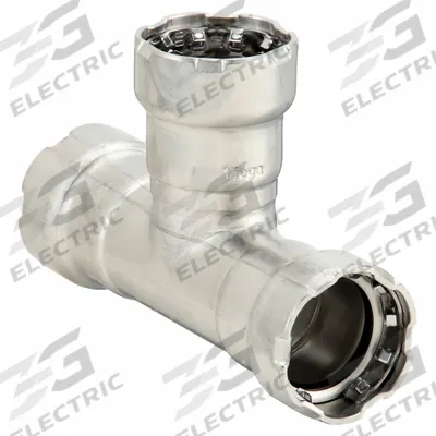 VIEGA MEGAPRESS Crimp Tee Fitting: 3/4 in Pipe x 3/4 in Pipe x 3/4 in Pipe Size - Potable Water Stainless Steel Press Fittings