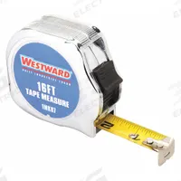 WESTWARD Tape Measure: Nonmagnetic Single Hook Tip, 16 ft, Chromed Plastic, Silver (MPN 1MKR7). Key specifications — attr935324: WESTWARD; attr942259: Silver; attr935328: 1/32 in (1st 12 in); attr935329: Feet; attr935337: SAE; attr936607: Manual Lock; attr972446: Inch; attr979969: Nonmagnetic Single Hook.