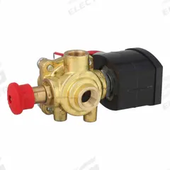 REDHAT Solenoid Valve: 4-Way, 3/8 in Pipe Size, 120V AC, Explosion Proof/Watertight, Manual Operator (MPN EF8342G003MS120/60DA). Key specifications — Pipe Size: 3/8 in; Voltage: 120V AC; Brand: REDHAT; Coil Enclosure: Explosion Proof.