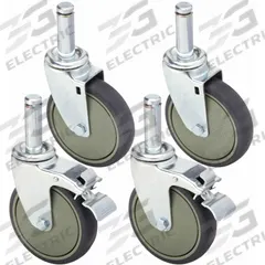 QUANTUM STORAGE SYSTEMS Swivel Stem Caster Kit: Wire Shelving, Polyurethane, 5 in Caster Wheel Dia (MPN WR-00H). Key specifications — attr15992: Wire Shelving; attr15994: Polyurethane; attr15995: (2) Swivel with Brake; attr5259: Polyurethane; attr38622: QUANTUM STORAGE SYSTEMS; attr15996: Steel.