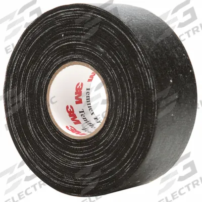 3M Electrical Tape: 1 1/2 in Wd, 27 1/2 yd Lg, 13 mil Thick, Uncoated Cotton Cloth - Abrasion-Resistant Electrical Tape