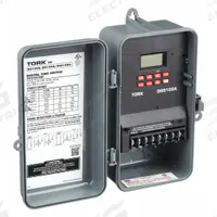 TORK Electronic Timer: 7 day, Not Astronomic, 120-277V AC, DPDT, Digital (MPN DGS100A). Key specifications — Body Material: Plastic; Indoor/Outdoor Usage: Outdoor; Astronomic Functionality: Not Astronomic; Mounting Style: Surface; Brand: TORK.