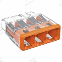 WAGO Push-In Wire Connector: 2773 Series, 3 Port, 20 AWG – 12 AWG Solid Wire Size Range, 32 A, 600 V (MPN 2773-403/K000-0008). Key specifications — Series: 2773; Manufacturer Part Number: 2773-403/K000-0008; Brand: WAGO.