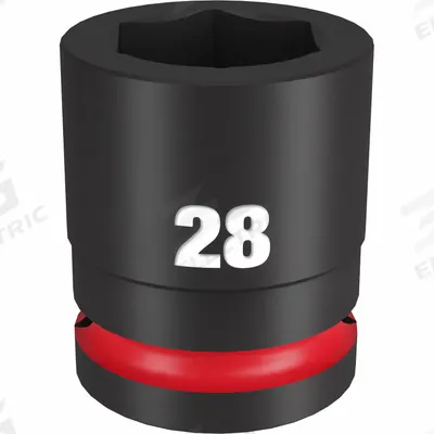MILWAUKEE Standard Impact Socket: 3/4 in Drive Size, Metric, 28 mm Socket Size, 6-Point - 3/4" Drive Impact Sockets