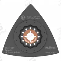 BOSCH Oscillating Scraper Blade: 3 in Blade Wd, 3 in Blade Lg, Carbide Grit, Starlock Connection (MPN OSL300CR). Key specifications — attr1097676: BOSCH; attr1097658: Carbide Grit; attr1097655: Triangular.