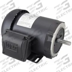 WEG General Purpose Motor: C-Face/Rigid Base Mount, Totally Enclosed Fan Cooled, 3/4 hp, 1,755 RPM (MPN .7518ES3E56C-S). Key specifications — Brand: WEG; Nameplate Voltage @ 60 Hz: 208-230/460V AC; Full Load Current @ 60 Hz: 2.70-2.44/1.22 A; Nameplate RPM @ 60 Hz: 1,755 RPM; Motor Enclosure: TEFC.