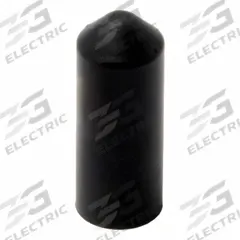 ELECTRIDUCT Heat Shrink End Caps: 100 Pk, 0.39 in I.D. Before Shrinking, 3:1, 1.34 in Lg, Black (MPN HSEC-0375-UV-BK-100PK). Key specifications — Shrink Tubing Properties: UV Light Resistant; Shrink Ratio: 3:1; Temp. Range: -55°C to 110°C; Brand: ELECTRIDUCT; _Pack Size: 100.