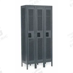 APPROVED VENDOR Wardrobe Locker: 36 in x 18 in x 78 in, Ventilated, 1 Tiers, 3 Units Wide, Gray (MPN 2HFL2). Key specifications — Brand: APPROVED VENDOR; Locker Color: Gray; Door Type: Ventilated; Locker Material: Steel; Assembled: Unassembled; Number Plate Included: No.