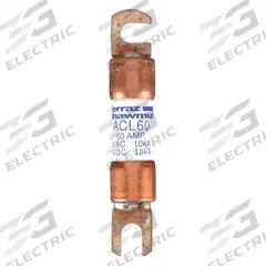MERSEN Forklift Limiter Fuse: ACL Series, Bolt-On, Gen Purpose, 60 A, 125 V DC, Non-Indicating (MPN ACL60). Key specifications — Brand: MERSEN; Series: ACL.