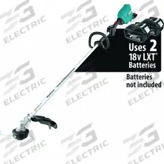 MAKITA Battery-Powered String Trimmer: 17 in Cutting Wd, Straight Shaft, 72 1/2 in Shaft Lg, 30 cc (MPN XRU18Z). Key specifications — attr975803: 72-1/2 in; attr975783: MAKITA; attr975787: 17 in; attr975804: Straight; attr987328: No.