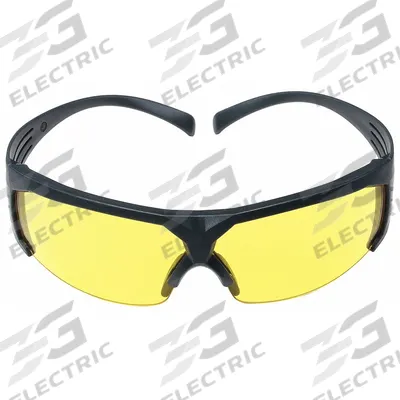 3M Safety Glasses: Amber Lens, Half-Frame, Scotchgard Anti-Fog - Padded Comfort-Fit Safety Glasses
