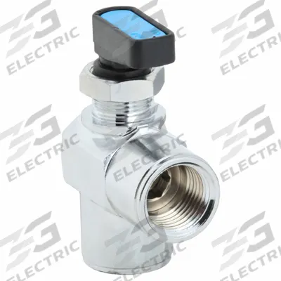 AIGNEP USA Manual Two-Way Ball Valve: 3/8 in, Nickel-Chrome Plated Brass, Angle, FNPT x FNPT - Mini Brass Ball Valves