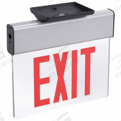 LITHONIA LIGHTING Exit Sign: 1 Faces, Red, Aluminum, Universal Field Selectable Chevrons - Surface-Mount Edge-Lit Exit Signs