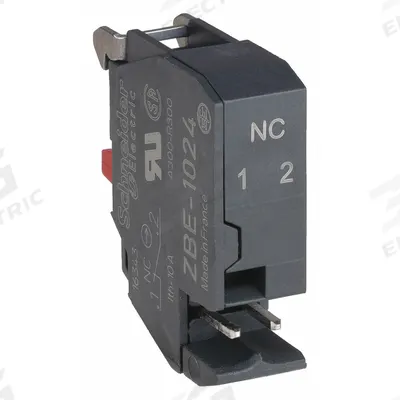 SCHNEIDER Contact Block: 22 mm Panel Mounting Size, 1NC, Momentary - Contact Blocks