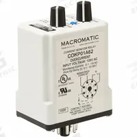 MACROMATIC Monitor Relay: Socket Mounted, 10 A Current Rating, 120V AC, Overcurrent, Pin (MPN COKP01A62-G). Key specifications — Series: COKP Series; Electrical Connection: Pin; Monitored Parameters: Overcurrent; Mounting Style: Plug-In; Trip Point: 0.1 to 1 A; Trip Point Type: Adjustable; Brand: MACROMATIC.