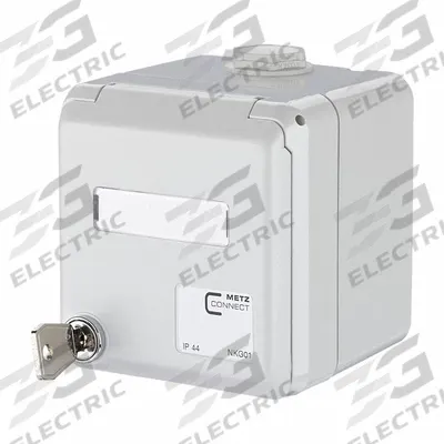 METZ CONNECT IP44SG Housing: Surface, 180° Mounting Angle, 2 Ports - Voice & Data Housings, Panels & Connector Components