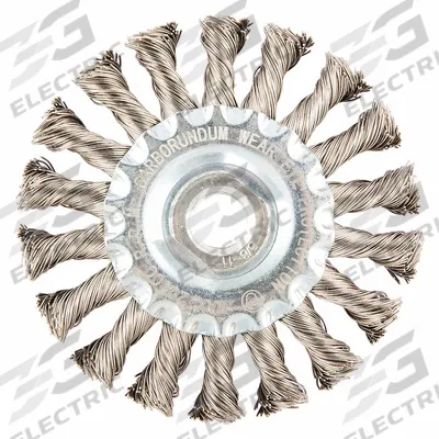 APPROVED VENDOR Wire Wheel Brush: Twisted Stainless Steel, 4" Dia x 1/2" Wd - Heavy-Cleaning Brushes for Contoured Stainless Steel Surfaces