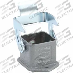 HARTING Rectangular Connector Housing: Size 3 A, Bulkhead Mount, Gray, Zinc Die-Cast, IP44/IP65/IP67 (MPN 09200030301). Key specifications — IP Rating: IP65; Size Designation: 3 A; Seal Material: NBR; Locking Type: Single Lever; Brand: HARTING; Primary Material: Zinc; Operating Temperature Range: -40 to 125 Degrees C.
