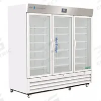 AMERICAN BIOTECH SUPPLY Lab Refrigerator: 72 cu ft, Upright, 2°C to 7°C, 34 in Overall Dp, 3 Doors (MPN PH-ABT-HC-72G). Key specifications — Door Opening Style: Sliding; Color: White; Alarm Type: Temperature; Manufacturer Part Number: PH-ABT-HC-72G; Brand: AMERICAN BIOTECH SUPPLY; Product Type: Lab Refrigerator; Door Type: Swing Glass; Refrigerant Type: R-290.