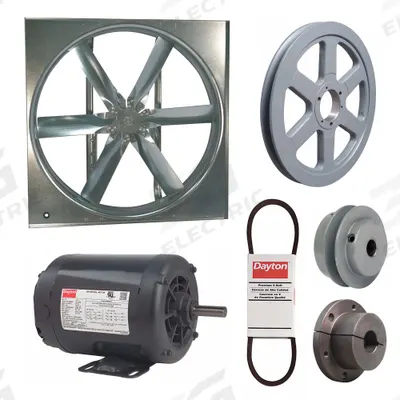Dayton Supply Fan w/Drive Package: Belt Drive, 48 in Blade, Open Dripproof, 17,349 cfm - Belt-Drive Panel Supply Fans with Drive Package