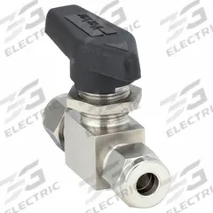 PARKER Manual Two-Way Ball Valve: 1/4 in, 316 Stainless Steel, Straight, Compression x Compression (MPN 4A-MB4LPFA-SSP). Key specifications — Brand: PARKER; Handle: Lever.