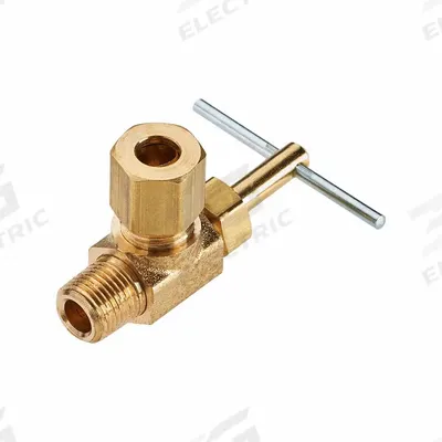 Parker Needle Valve: Angle Valve Body, Brass, Screw-In Bonnet, 1/4 in Pipe Size - Brass Angle-Body Needle Valves